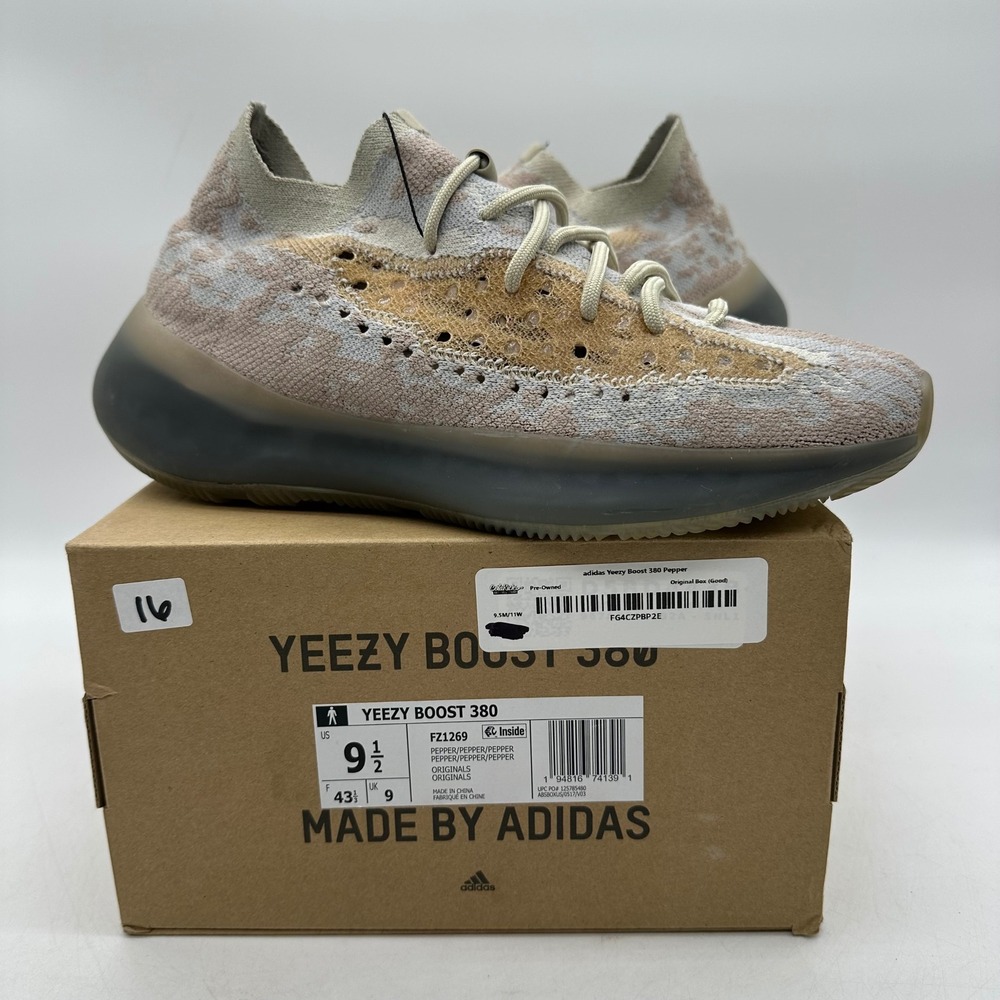 Adidas FZ1269 Mens Size 9.5 Yeezy Boost 380 Shoes Pepper Non Reflective Sneakers